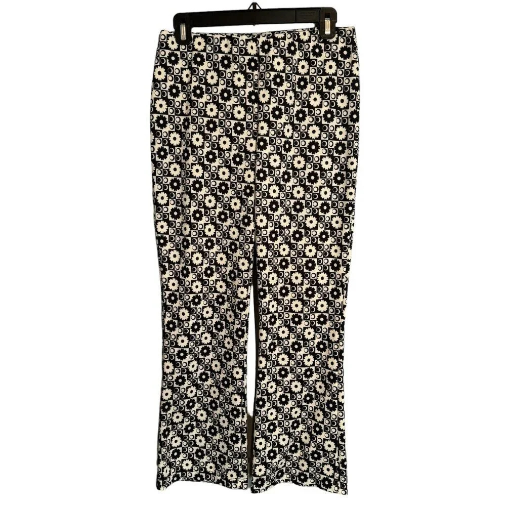 Altar'd State Flare Pants Size Large Groovy Funky Mod Black White Hippie Retro
